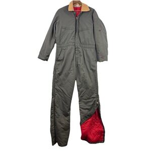 Key Imperial Canvas Coverall Workwear Corduroy Collar Chore VTG Green 40x32 Tall